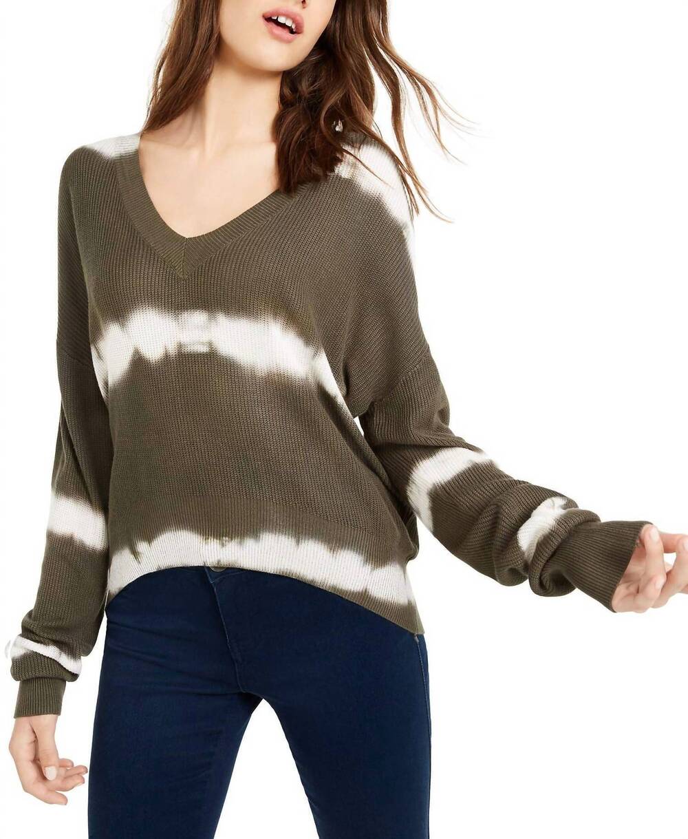 NEW CRAVE FAME juniors tie dyed pullover sweater in green